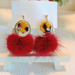 ボルドー ファー べっ甲 ピアス アクセサリー 赤 