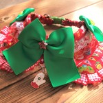 犬・猫の首輪　約28～31　cocoちゃんリボンチョーカー　クリスマスボーダー・レッド・プリンセス