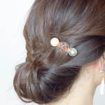 ヴィンテージボタン ヘアクリップ《Small》KA/BR　----Valerie----