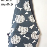 RiceBAG  モダンBIGフラワー柄（グレー）綿麻ポケット付き＜送料無料＞