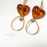 ꫛꫀꪝ♡ハートのべっ甲とクリスタルピアス‪♡イヤリング