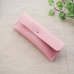 【アウトレット価格】✻　桜ピンク　✻　使い勝手の良い シンプルな牛革ペンケース　✻