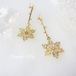Snow Gold Earrings  イヤリング　樹脂イヤリング　樹脂ノンホールピアス　R&y118