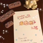 受注製作販売【年賀状に！まん丸イノシシさんset】