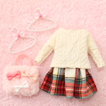リカちゃん 服 ★送無★起毛スカート♡チェック①♡