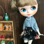 グレーセットアップトップス×花柄スカート3点セット