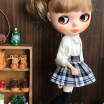 ホワイトセットアップトップス×チェックスカート3点セット