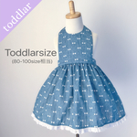 天使のドレスエプロン denim×ribbon/Toddlarsize