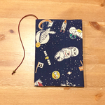 《 四六判》ブックカバー  ハンドメイド     宇宙旅行 ネイビー