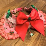 犬・猫の首輪　約30～34　cocoちゃんリボンチョーカー　クリスマス・ピンク・ツリー