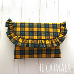 フリルポーチ　Yellow×Check