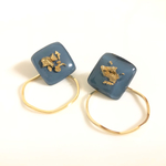  square&hoopピアス／イヤリング（ネイビー）