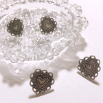 new*⋆ピアス♡1ペア2個♡ハート♡アンティークシルバー♡ヴィンテージ