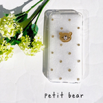 【新作!】くま☆水玉☆ドット☆プラ板のiPhoneケース☆シンプル☆ゴールドラメ☆クリア☆かわいい