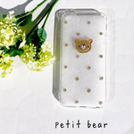 【新作!】くま☆水玉☆ドット☆プラ板のiPhoneケース☆シンプル☆ゴールドラメ☆クリア☆かわいい