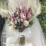 【新品】②ドライフラワーのクラッチブーケ　ブートニア付