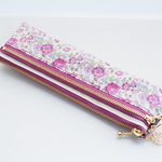 Gさまご予約品　LIBERTY　フェリシテ　パープル系　ｗファスナー中布ポケット付きペンケース
