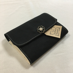 【送料無料】蛇腹カードケース 帆布  ブラック  お花ボタン