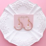 ピンクのメニメニパールピアス/イヤリング R376