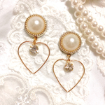 再販♡ガラスチャームとハートフープのイヤリング/ピアス