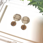 秋 チェックカボション ピアス イヤリング