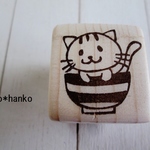 消しゴムはんこ＊おちゃわん猫