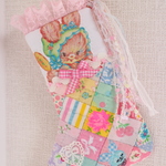 hana*ハンドメイド★レトロアニマル★パステルパッチクリスマスブーツ♪おしゃれバニーちゃん