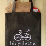 自転車刺繍のトートバッグ　-カーキ-