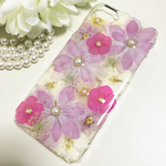 押し花ケース☆iPhone7☆iPhone8☆ピンク☆パープル