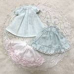 ChatonWeegie ブルーのお砂糖色ギンガムエプロン付きスモッグOPSet
