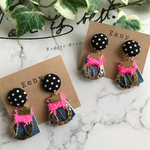 人気♡✴︎ドット×デニムフリンジのピアス&イヤリング✴︎