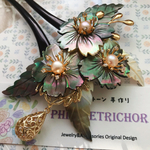 桜 かんざし 黒蝶貝 真珠母貝 パール KB19080962 簪 希少なオローラ
