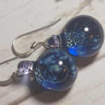 天体硝子   青の星雲ピアス(フェイクピアスに交換可能)