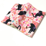 ブックカバー 文庫本サイズ 黒猫と桜 ピンク