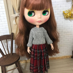 【送料無料】リカちゃん/ブライス チェック プリーツスカート