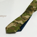 新着！！受注製作･♥秋大人気♡お洒落ネクタイ♡カーキ迷彩柄　リバーシブルコットン１００％♡