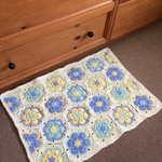 【送料無料】レトロでカラフルなモチーフマット blue flower