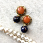 ☆Vintage☆テラコッタ×ネイビーなアンティークピアス/イヤリング