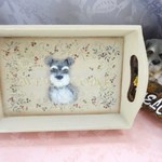 トールペイント　シュナ大好き！可愛いシュナウザーちゃんのトレイ　文字入れ無料
