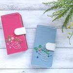 手帳型 刺繍の小鳥のさえずり iPhoneケース NO22