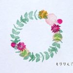 秋色のリースはんこ＊丸葉ユーカリ＊バラ＊ヘリクサム＊千日紅＊花