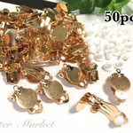 50個入り★カン付きイヤリング★キャッチセット(ゴールド）
