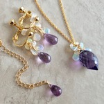 【ご予約品】アメジストとプレシャスオパールのイヤリング＆ネックレス