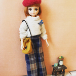 起毛チェックのワイドパンツ