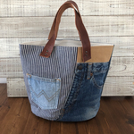 新作！帆布、デニム、ヒッコリー。丸底トートバッグ