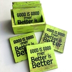 海を感じる メッセージ 木製コースター 6P 収納BOX付(グリーン) /GOOD IS...