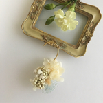  紫陽花とコットンパールとライスフラワーのイヤーフック
