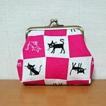 市松猫がま口ﾋﾟﾝｸ