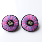 ＜Stella " Sis " ～遊び好きの星～＞刺繍ピアス◎ピンクパープル/夕日色◎２way★ロングポスト/アレルギー対応変更可能