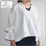 【リネン麻】ブラウス/オフホワイト